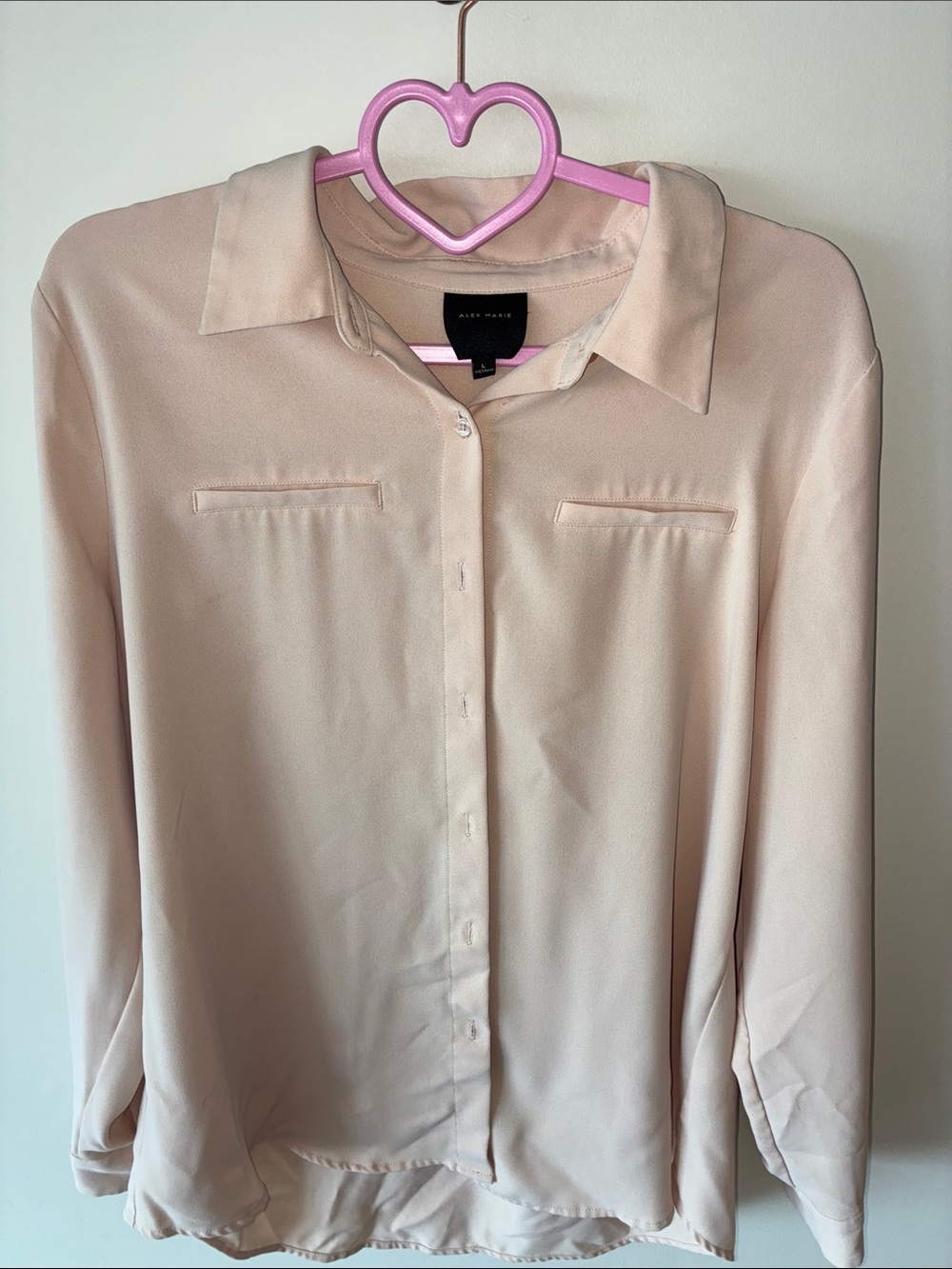 Alex Marie Blush Pink Button-Down Blouse with flaw